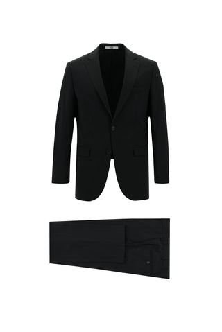  Koyu Antrasit 7 Drop Slim Fit Dar Kesim Yünlü Desenli Takım Elbise