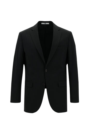 Koyu Antrasit Slim Fit Dar Kesim Yünlü Klasik Desenli Takım Elbise