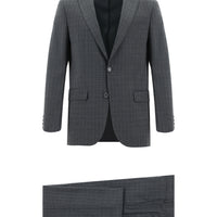 Koyu Füme 7 Drop Slim Fit Dar Kesim Yünlü Ekose Takım Elbise