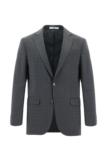  Koyu Füme Slim Fit Dar Kesim Yünlü Klasik Ekose Takım Elbise