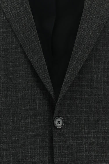  Koyu Füme Slim Fit Dar Kesim Yünlü Klasik Ekose Takım Elbise