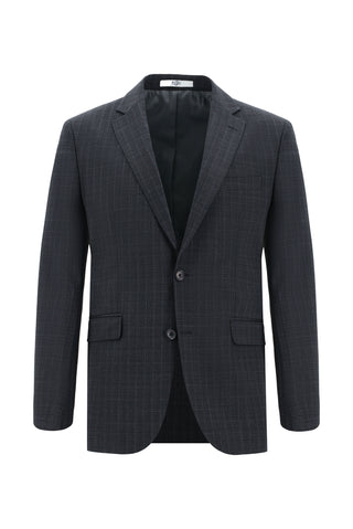  Koyu Antrasit Slim Fit Dar Kesim Yünlü Klasik Ekose Takım Elbise