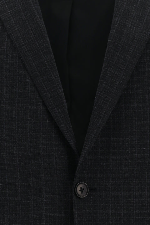 Koyu Antrasit 7 Drop Slim Fit Dar Kesim Yünlü Ekose Takım Elbise