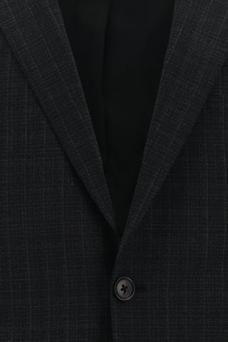  Koyu Antrasit 7 Drop Slim Fit Dar Kesim Yünlü Ekose Takım Elbise