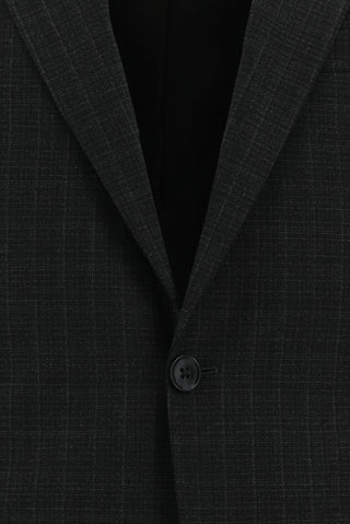  Orta Antrasit Slim Fit Dar Kesim Yünlü Klasik Ekose Takım Elbise