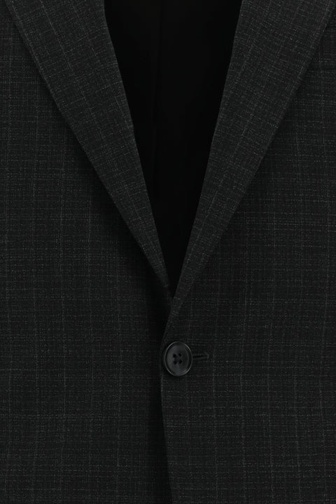 Orta Antrasit 7 Drop Slim Fit Dar Kesim Yünlü Ekose Takım Elbise