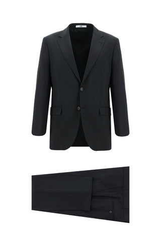  Siyah 4 Drop Relaxed Fit Rahat Kesim Yünlü Ekose Takım Elbise