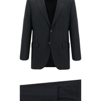 Siyah Slim Fit Dar Kesim Yünlü Klasik Ekose Takım Elbise