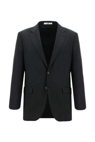  Siyah Slim Fit Dar Kesim Yünlü Klasik Ekose Takım Elbise