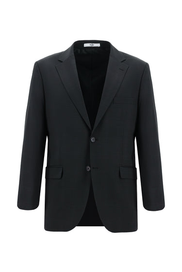  Siyah Slim Fit Dar Kesim Yünlü Klasik Ekose Takım Elbise
