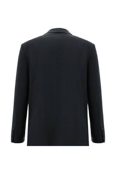  Siyah Slim Fit Dar Kesim Yünlü Klasik Ekose Takım Elbise