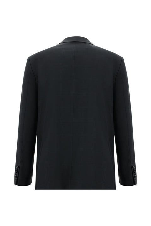 Siyah 7 Drop Slim Fit Dar Kesim Yünlü Ekose Takım Elbise