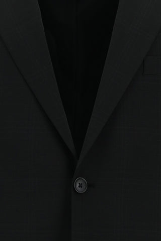  Siyah Slim Fit Dar Kesim Yünlü Klasik Ekose Takım Elbise