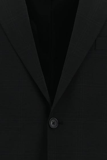  Siyah Slim Fit Dar Kesim Yünlü Klasik Ekose Takım Elbise