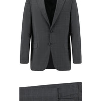 Koyu Füme 6 Drop Regular Fit Standart Kesim Yünlü Ekose Takım Elbise