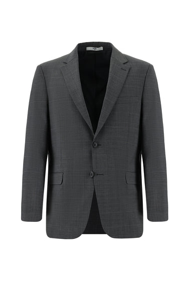  Koyu Füme Relaxed Fit Rahat Kesim Yünlü Klasik Ekose Takım Elbise