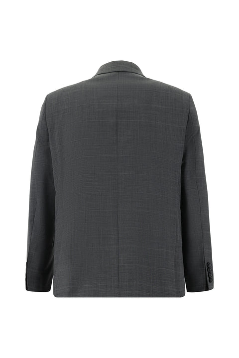 Dark Gray 4-Drop Relaxed Fit Wool Plaid Suit