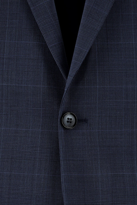 Medium Navy 6 Drop Regular Fit Standard Cut Wool Plaid Suit