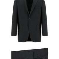 Koyu Antrasit 4 Drop Relaxed Fit Rahat Kesim Yünlü Ekose Takım Elbise