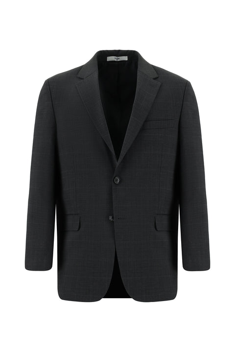 Koyu Antrasit 4 Drop Relaxed Fit Rahat Kesim Yünlü Ekose Takım Elbise
