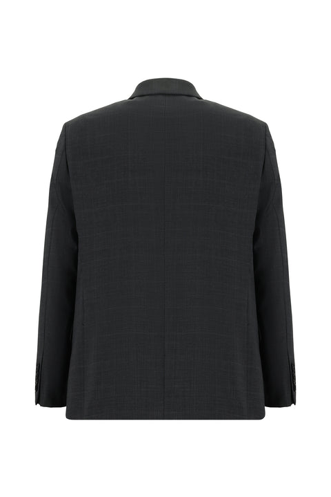 Koyu Antrasit 4 Drop Relaxed Fit Rahat Kesim Yünlü Ekose Takım Elbise