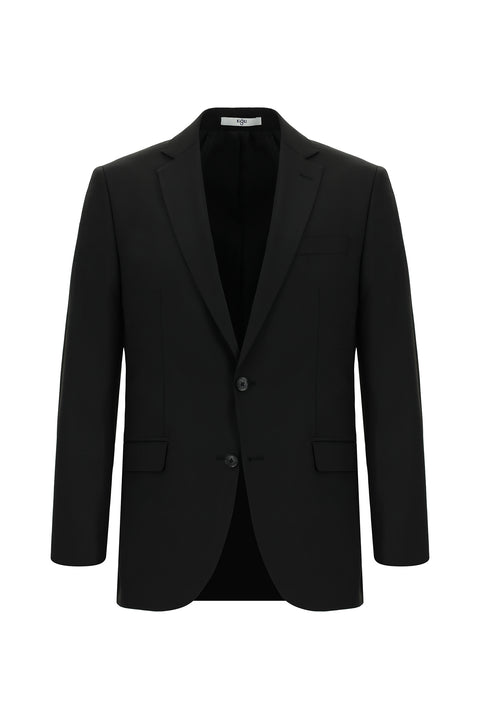 Siyah 6 Drop Regular Fit Standart Kesim Yünlü Ekose Takım Elbise