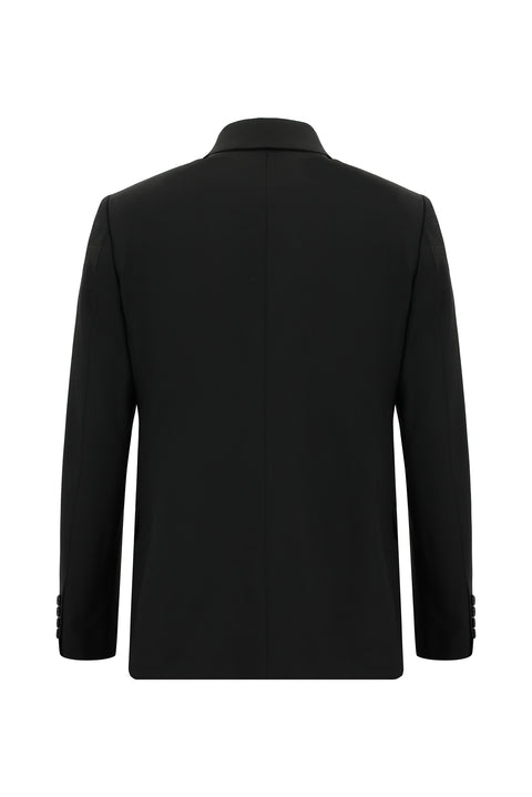 Siyah 6 Drop Regular Fit Standart Kesim Yünlü Ekose Takım Elbise