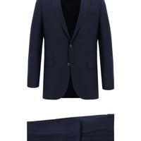 Koyu Lacivert Regular Fit Yünlü Klasik Ekose Takım Elbise