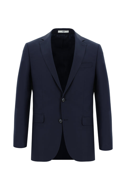 Koyu Lacivert 6 Drop Regular Fit Standart Kesim Yünlü Ekose Takım Elbise