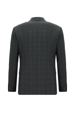  Orta Füme Regular Fit Yünlü Klasik Ekose Takım Elbise