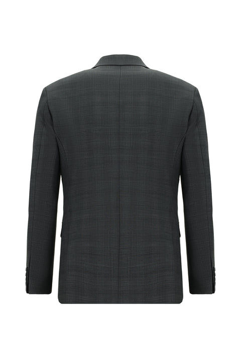 Orta Füme 6 Drop Regular Fit Standart Kesim Yünlü Ekose Takım Elbise