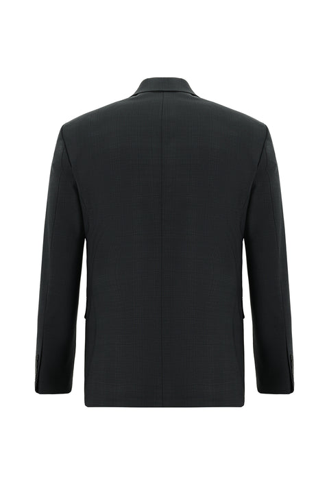 Koyu Füme 6 Drop Regular Fit Standart Kesim Yünlü Ekose Takım Elbise