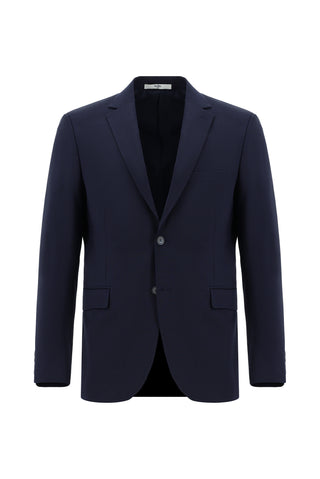 Koyu Lacivert 6 Drop Regular Fit Standart Kesim Yünlü Ekose Takım Elbise
