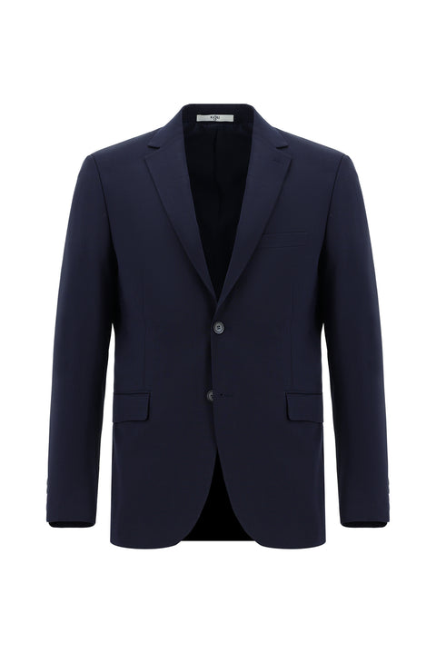 Koyu Lacivert 6 Drop Regular Fit Standart Kesim Yünlü Ekose Takım Elbise