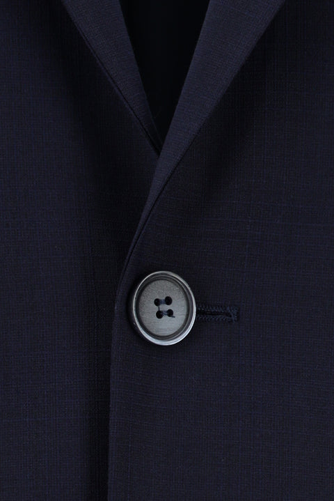 Koyu Lacivert 6 Drop Regular Fit Standart Kesim Yünlü Ekose Takım Elbise