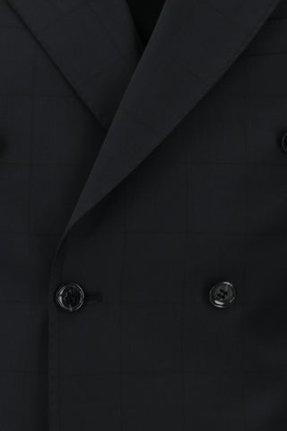  Siyah 6 Drop Regular Fit Standart Kesim Yünlü Ekose Kruvaze Tak?m Elbise-Ki??l?