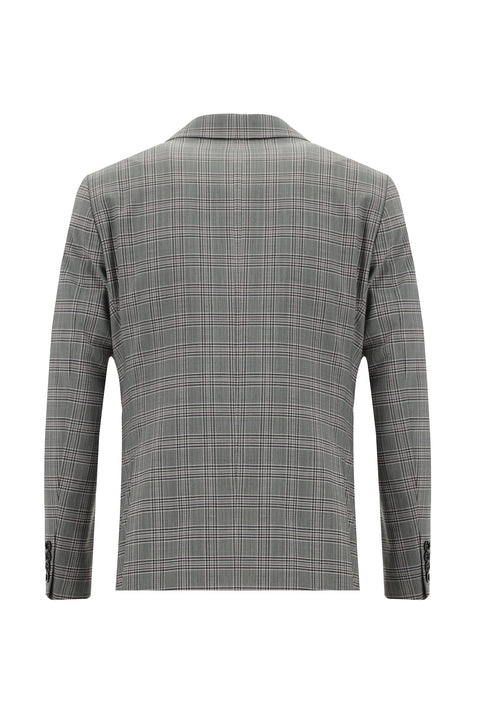 Açık Füme 6 Drop Regular Fit Standart Kesim Yünlü Kombinli Yelekli Takım Elbise