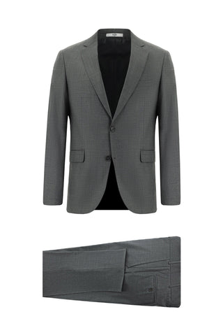  Koyu Füme 6 Drop Regular Fit Standart Kesim Yünlü Ekose Tak?m Elbise-Ki??l?