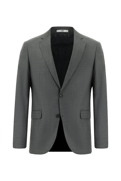 Koyu Füme 6 Drop Regular Fit Standart Kesim Yünlü Ekose Takım Elbise