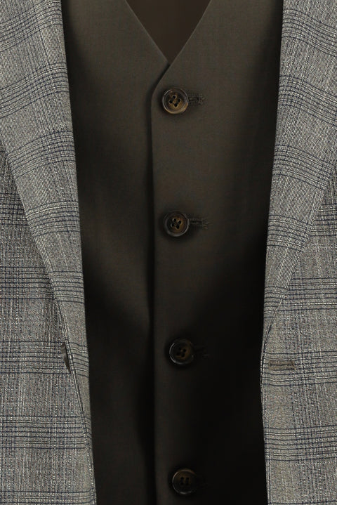 Koyu Vizon 6 Drop Regular Fit Standart Kesim Kombinli Yelekli Ekose Takım Elbise