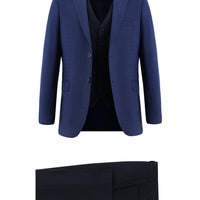 Koyu Lacivert Regular Fit Kombinli Yelekli Takım Elbise