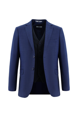  Koyu Lacivert 6 Drop Regular Fit Standart Kesim Kombinli Yelekli Takım Elbise