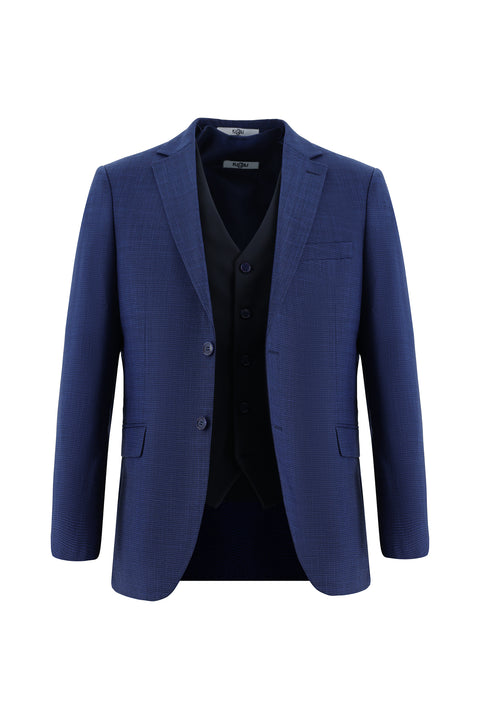 Koyu Lacivert 6 Drop Regular Fit Standart Kesim Kombinli Yelekli Takım Elbise