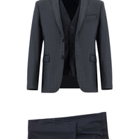 Koyu Füme Super Slim Fit Ekstra Dar Kesim Kombinli Yelekli Takım Elbise