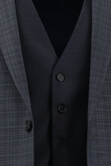 Koyu Füme Super Slim Fit Ekstra Dar Kesim Kombinli Yelekli Takım Elbise