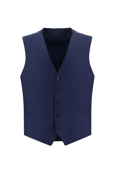  Orta Lacivert Super Slim Fit Ekstra Dar Kesim Kombinli Yelekli Takım Elbise