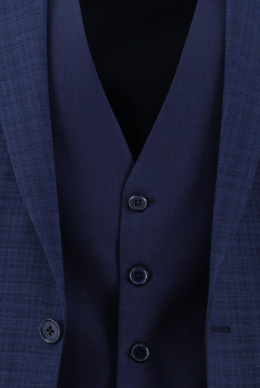 Orta Lacivert Super Slim Fit Ekstra Dar Kesim Kombinli Yelekli Takım Elbise