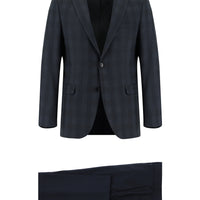 Koyu Füme Slim Fit Dar Kesim Kombinli Ekose Takım Elbise