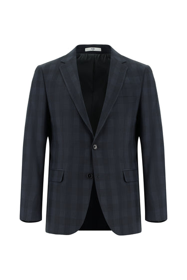 Koyu Füme Slim Fit Dar Kesim Kombinli Ekose Takım Elbise