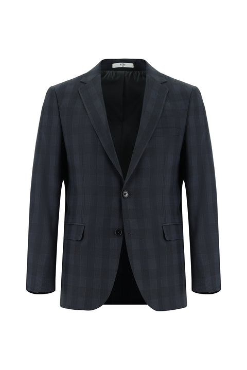 Koyu Füme 7 Drop Slim Fit Dar Kesim Kombinli Ekose Takım Elbise